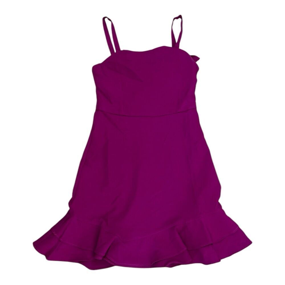 Rare Editions Raspberry Pink Ruffle Scuba Crepe Fit & Flare Dress 14 girls